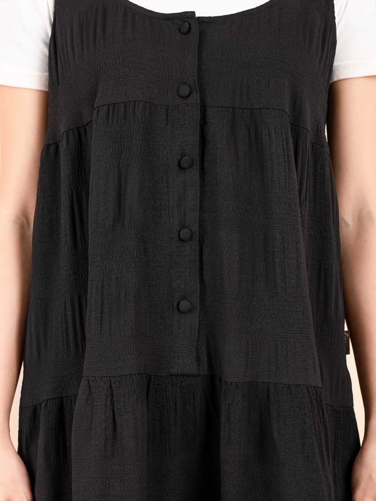 Textured Tiered Cami Dress - DAG-DD9151-22BlackF - Black - F - D'ZAGE Designs