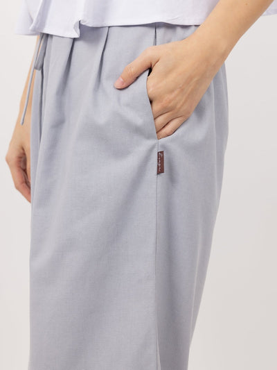 Riley Tie Waist Linen Pants - DAG-DD9535-22IndigoS - Baby Blue - S - D'ZAGE Designs