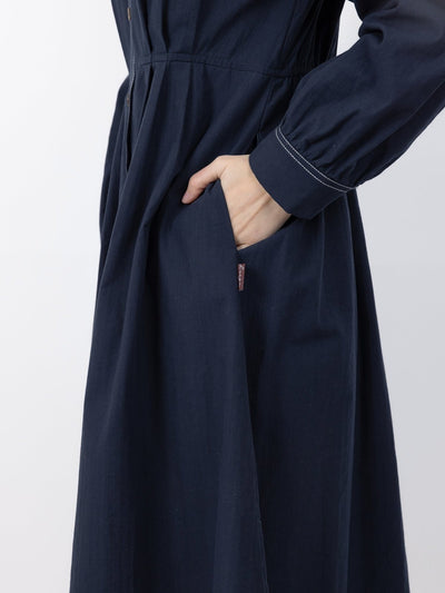Meribelle Buttoned Contrast Line Dress - DAG-DD9894-22NavyS - Navy Blue - S - D'ZAGE Designs