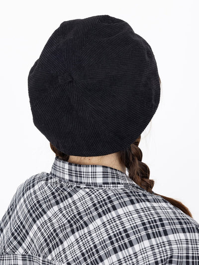 Brooke Corduroy Hexagon Beret - DAG-G-A9851-22SesameBlackF - Black - F - D'ZAGE Designs