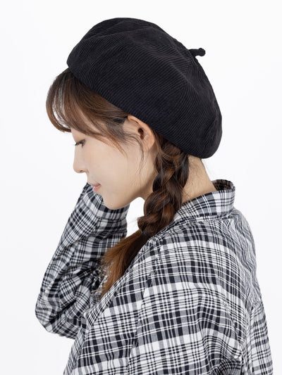 Brooke Corduroy Hexagon Beret - DAG-G-A9851-22SesameBlackF - Black - F - D'ZAGE Designs