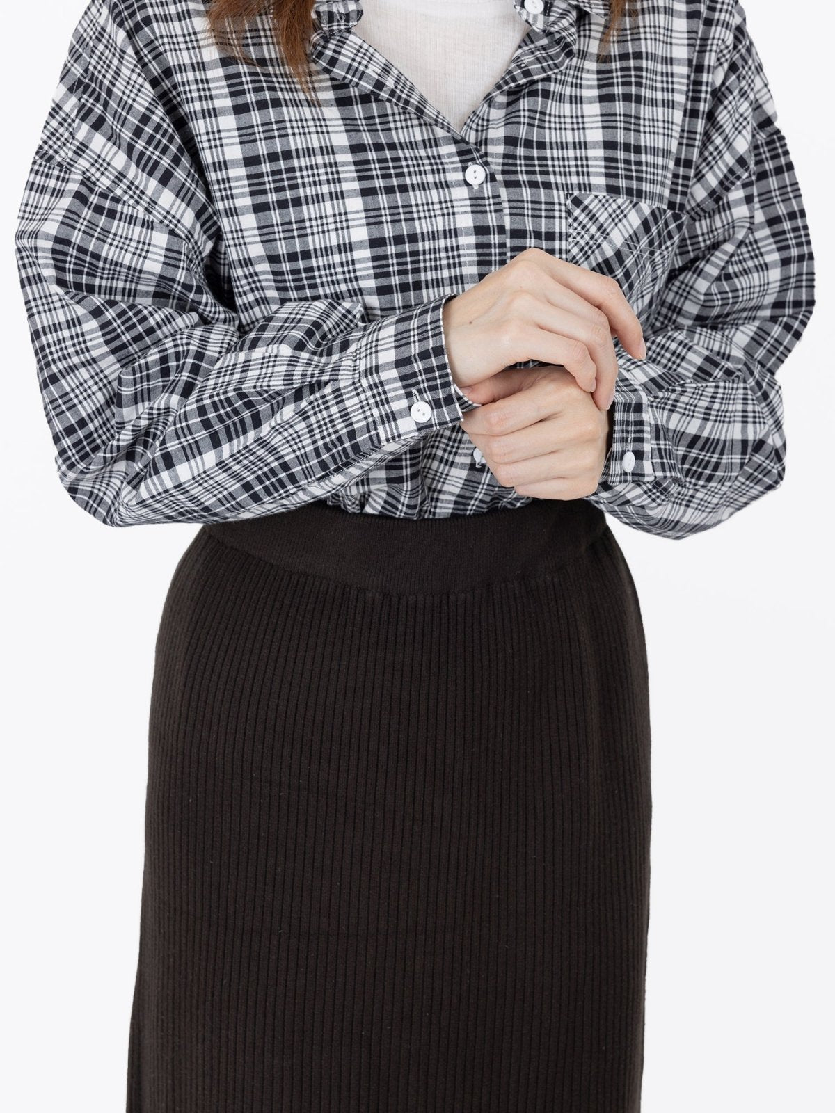 Palmer Plaid Button Up Shirt - DAG-G-9649-22SesameBlackF - Black - F - D'ZAGE Designs