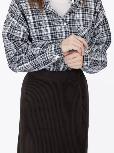 Palmer Plaid Button Up Shirt - DAG-G-9649-22SesameBlackF - Black - F - D'ZAGE Designs