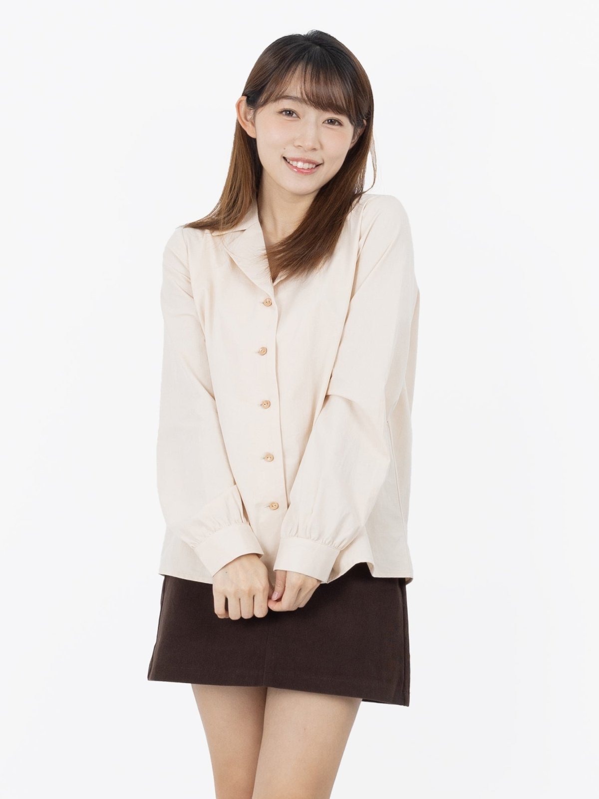 Brenna Camp Collar Shirt - DAG-DD9616-22AlmondS - Almond Cream - S - D'ZAGE Designs