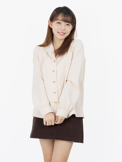 Brenna Camp Collar Shirt - DAG-DD9616-22AlmondS - Almond Cream - S - D'ZAGE Designs