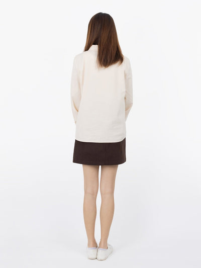 Brenna Camp Collar Shirt - DAG-DD9616-22AlmondS - Almond Cream - S - D'ZAGE Designs