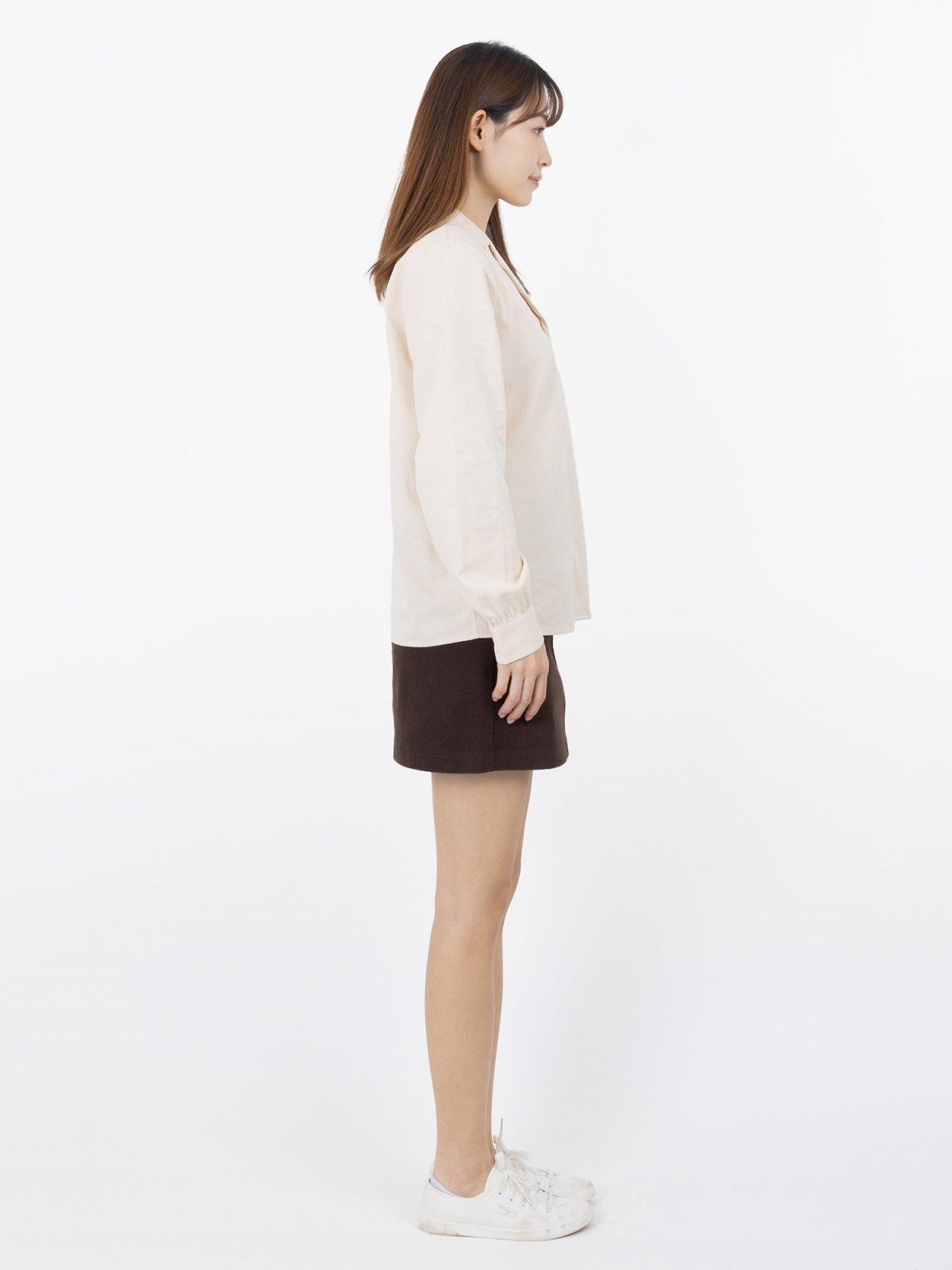 Brenna Camp Collar Shirt - DAG-DD9616-22AlmondS - Almond Cream - S - D'ZAGE Designs