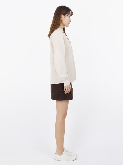 Brenna Camp Collar Shirt - DAG-DD9616-22AlmondS - Almond Cream - S - D'ZAGE Designs