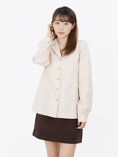 Brenna Camp Collar Shirt - DAG-DD9616-22AlmondS - Almond Cream - S - D'ZAGE Designs
