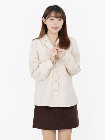 Brenna Camp Collar Shirt - DAG-DD9616-22AlmondS - Almond Cream - S - D'ZAGE Designs