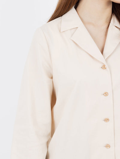 Brenna Camp Collar Shirt - DAG-DD9616-22AlmondS - Almond Cream - S - D'ZAGE Designs