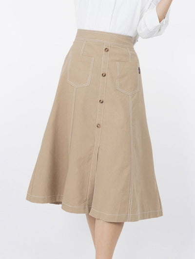 Brie Contrast Line Midi Skirt - DAG-DD9621-22CreamPuffS - Beige - S - D'ZAGE Designs