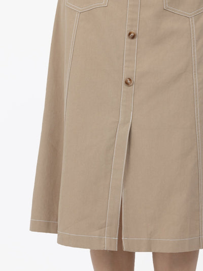 Brie Contrast Line Midi Skirt - DAG-DD9621-22CreamPuffS - Beige - S - D'ZAGE Designs