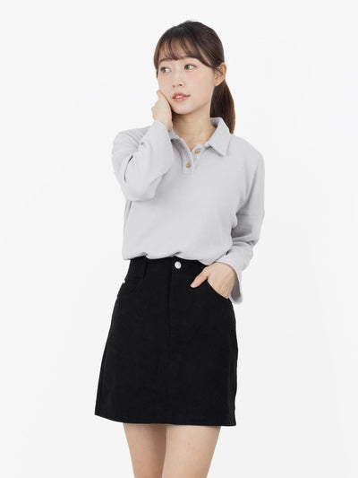 Reese Corduroy Mini Skirt - DAG-G-9854-22SesameBlackS - Black - S - D'ZAGE Designs