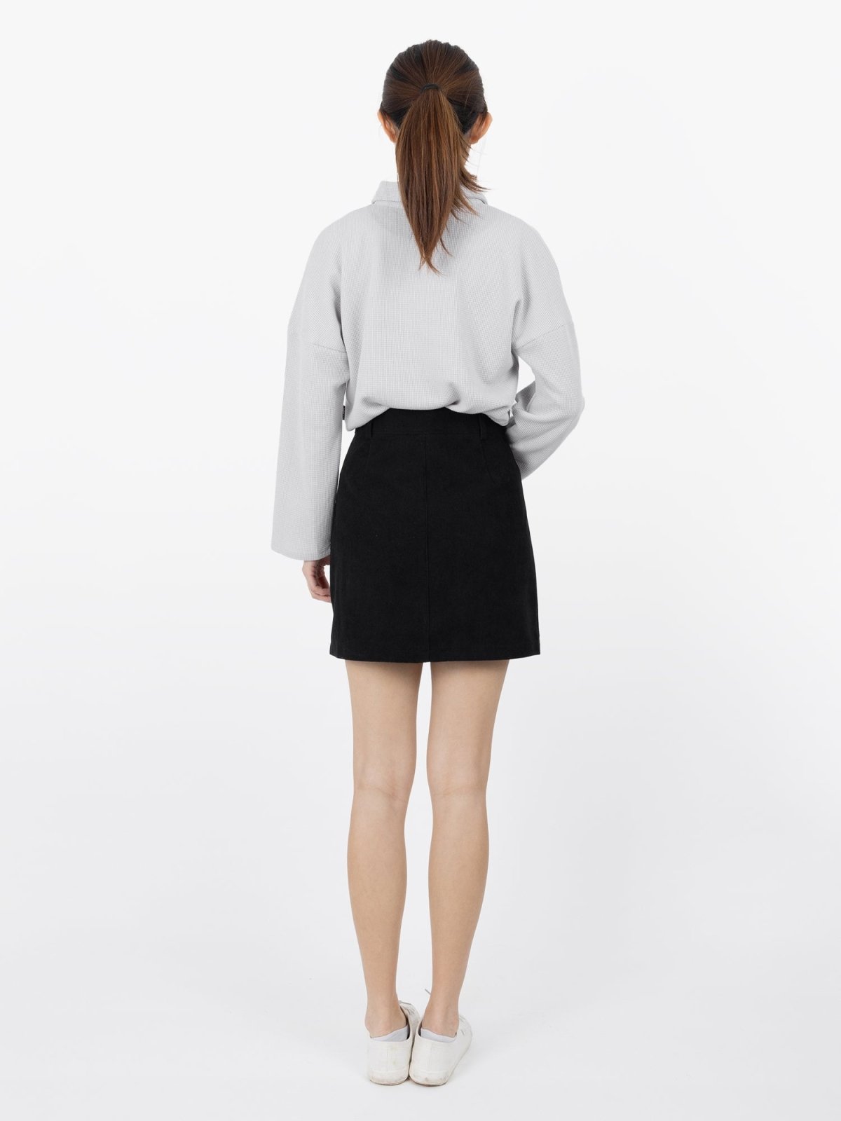 Reese Corduroy Mini Skirt - DAG-G-9854-22SesameBlackS - Black - S - D'ZAGE Designs