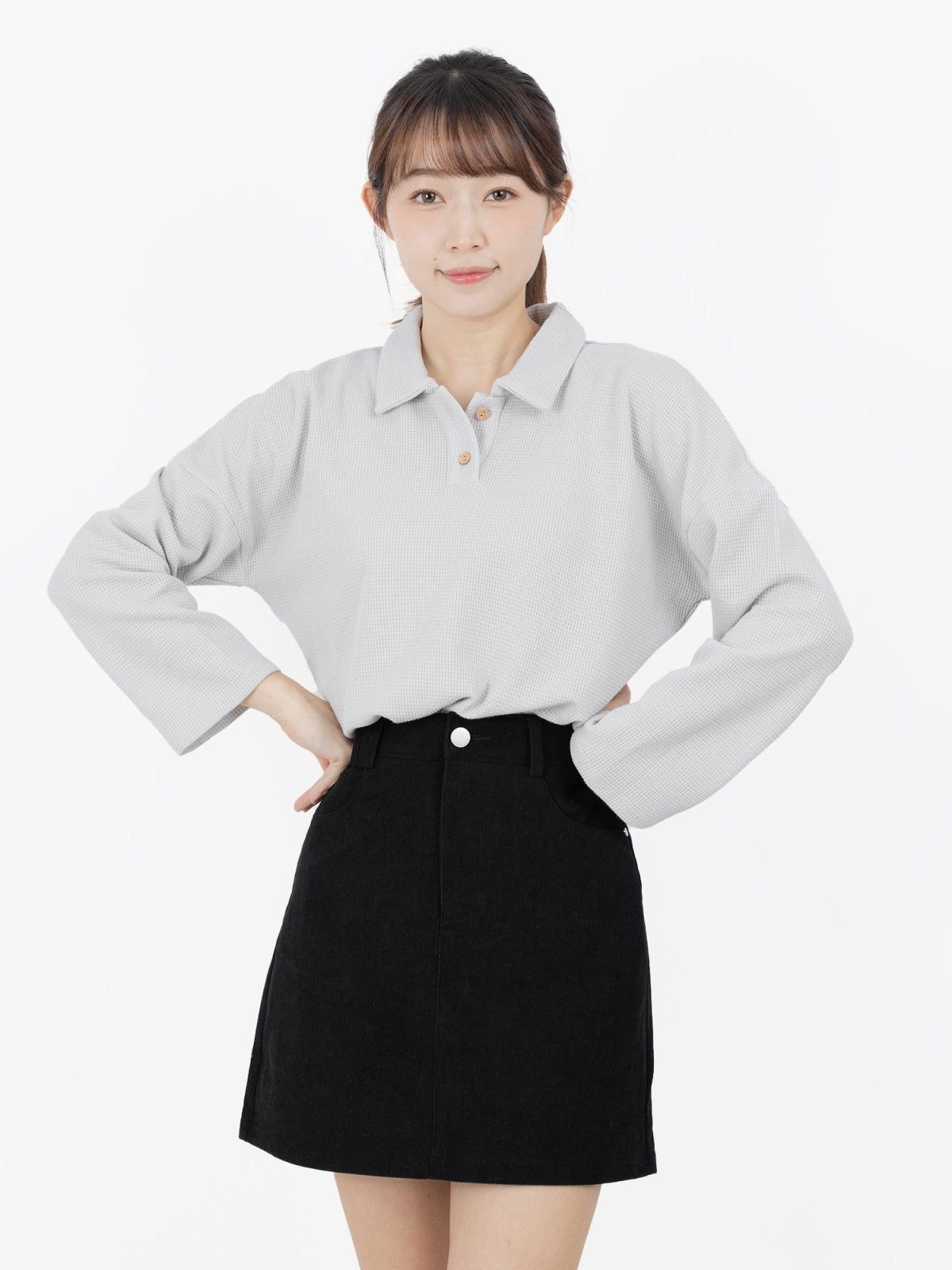 Reese Corduroy Mini Skirt - DAG-G-9854-22SesameBlackS - Black - S - D'ZAGE Designs