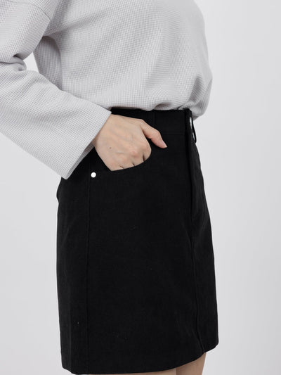 Reese Corduroy Mini Skirt - DAG-G-9854-22SesameBlackS - Black - S - D'ZAGE Designs