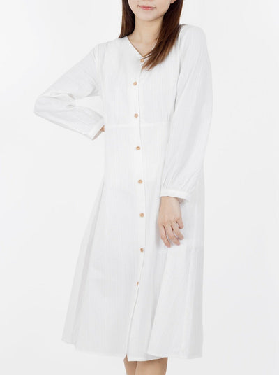 Eros V-neck Tie Detail Dress - DAG-DD9840-22MochiIvoryF - Marshmallow White - F - D'ZAGE Designs