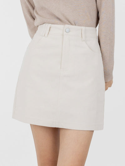 Reese Corduroy Mini Skirt - DAG-G-9854-22AlmondS - Mochi Ivory - S - D'ZAGE Designs