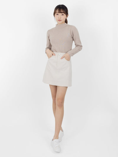 Reese Corduroy Mini Skirt - DAG-G-9854-22AlmondS - Mochi Ivory - S - D'ZAGE Designs