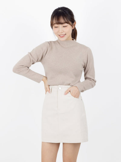 Reese Corduroy Mini Skirt - DAG-G-9854-22AlmondS - Mochi Ivory - S - D'ZAGE Designs