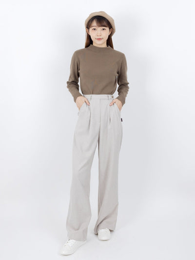 Penny Buttoned Waist Pants - DAG-DD8516-22ChalkS - Gray - S - D'ZAGE Designs