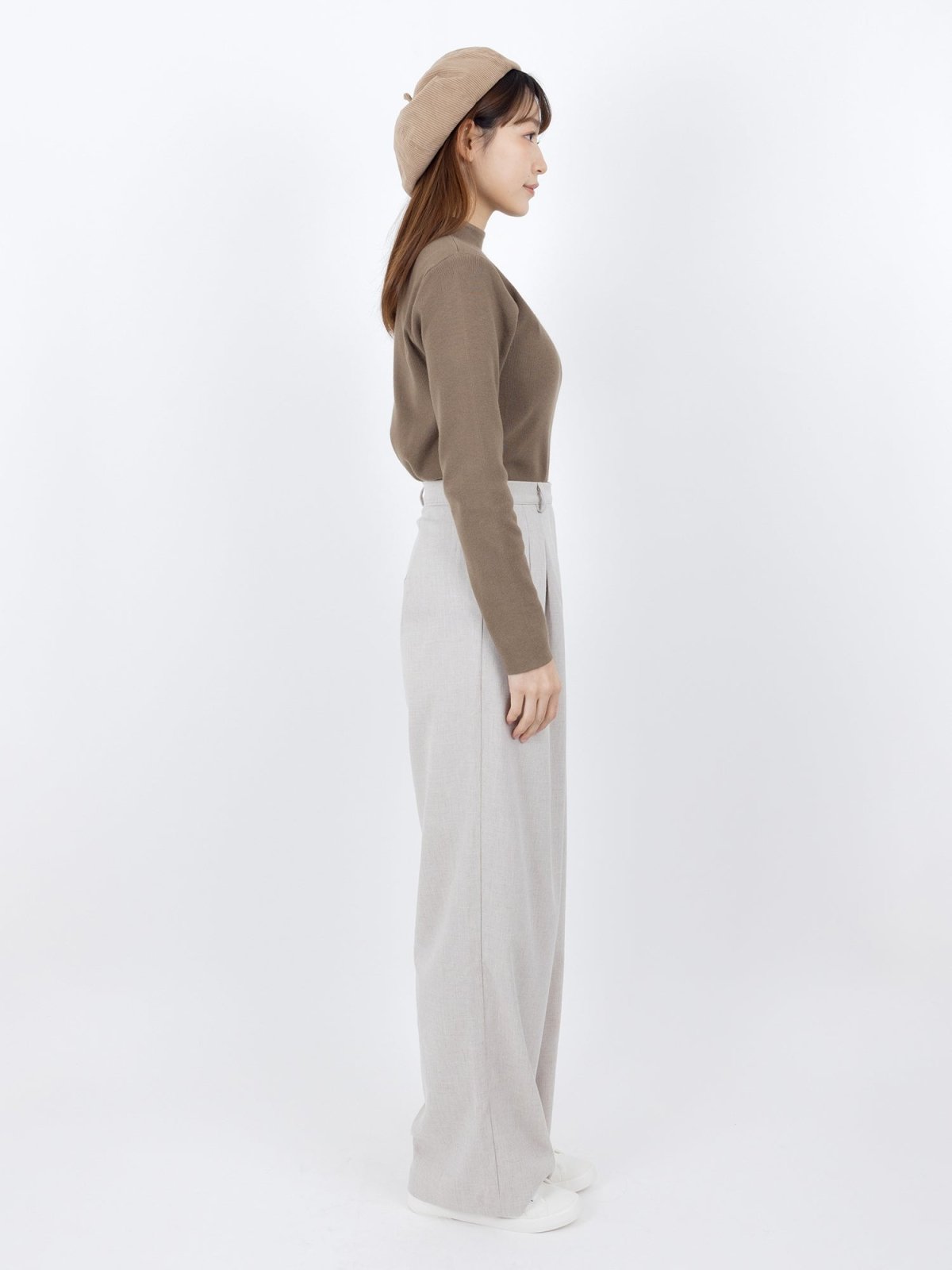 Penny Buttoned Waist Pants - DAG-DD8516-22ChalkS - Gray - S - D'ZAGE Designs