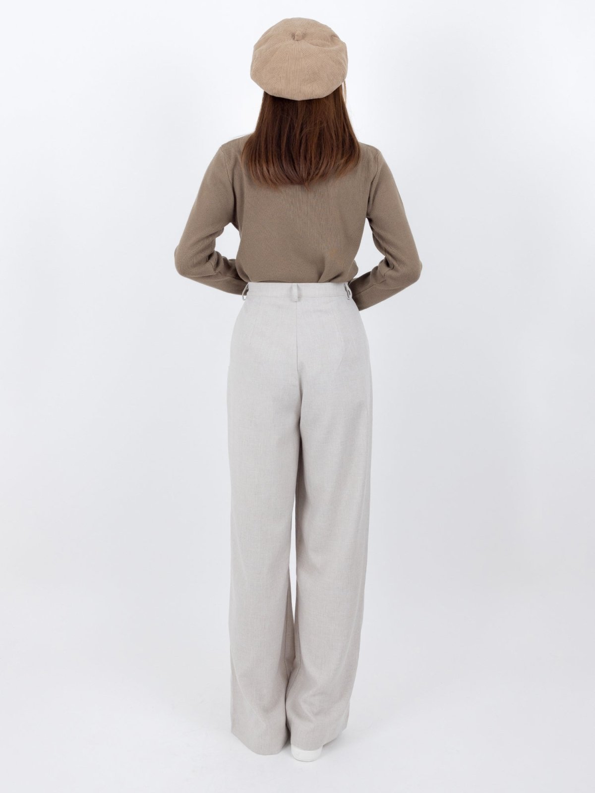 Penny Buttoned Waist Pants - DAG-DD8516-22ChalkS - Gray - S - D'ZAGE Designs