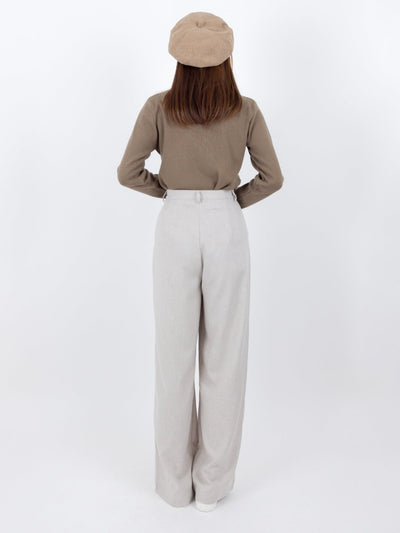 Penny Buttoned Waist Pants - DAG-DD8516-22ChalkS - Gray - S - D'ZAGE Designs