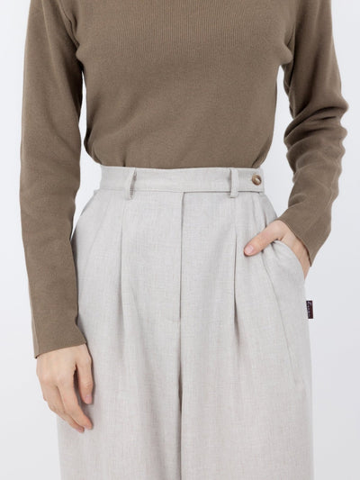 Penny Buttoned Waist Pants - DAG-DD8516-22ChalkS - Gray - S - D'ZAGE Designs