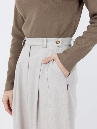 Penny Buttoned Waist Pants - DAG-DD8516-22ChalkS - Gray - S - D'ZAGE Designs