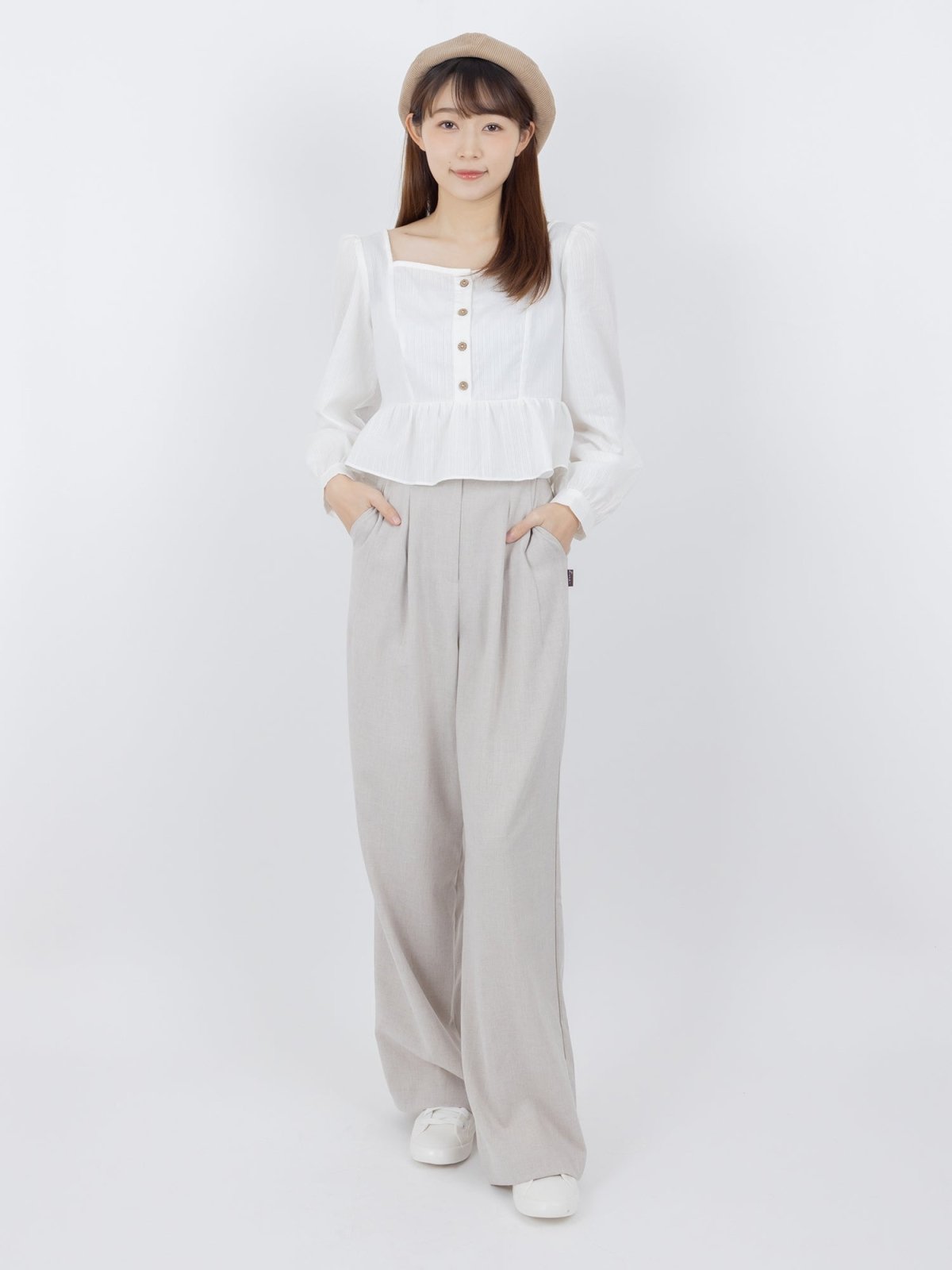 Venice Square Neck Tie Back Crop Top - DAG-DD9834-22MochiIvoryF - Marshmallow White - F - D'ZAGE Designs