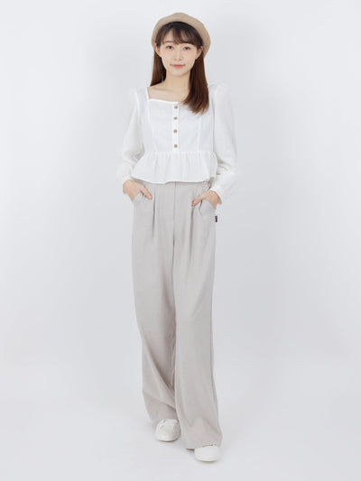 Venice Square Neck Tie Back Crop Top - DAG-DD9834-22MochiIvoryF - Marshmallow White - F - D'ZAGE Designs