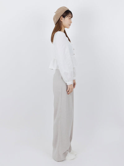 Venice Square Neck Tie Back Crop Top - DAG-DD9834-22MochiIvoryF - Marshmallow White - F - D'ZAGE Designs