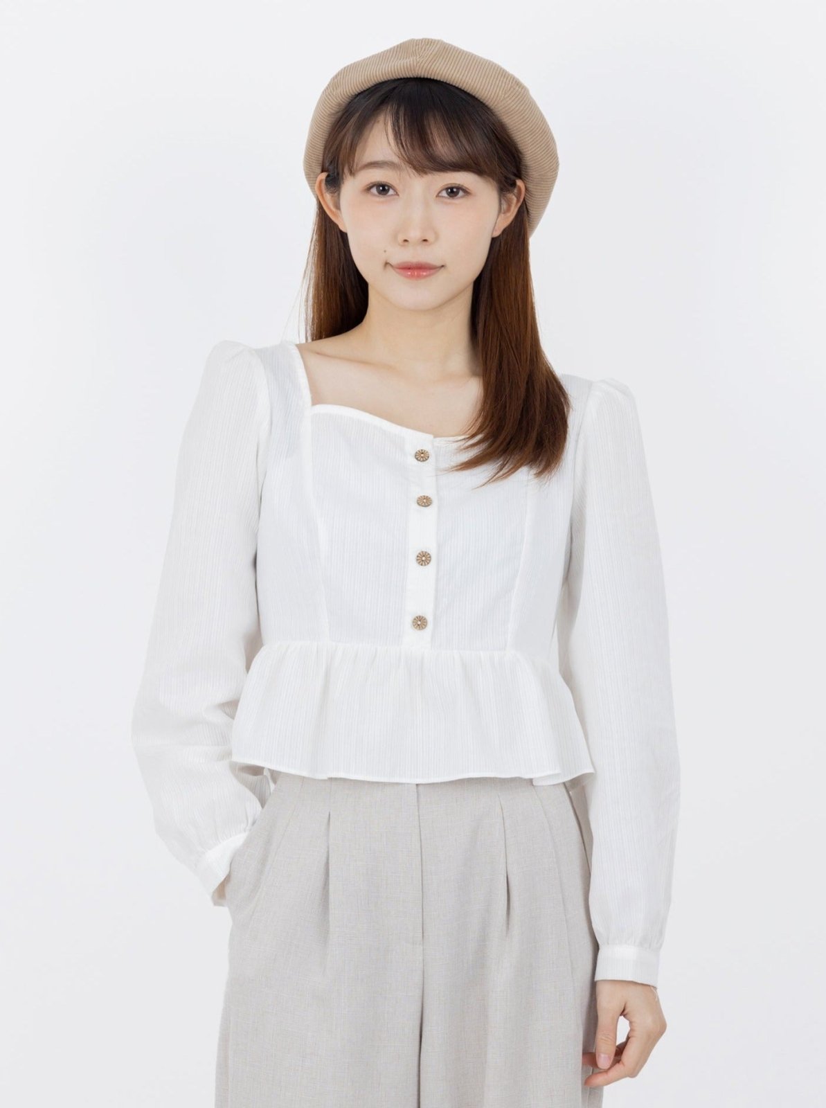 Venice Square Neck Tie Back Crop Top - DAG-DD9834-22MochiIvoryF - Marshmallow White - F - D'ZAGE Designs