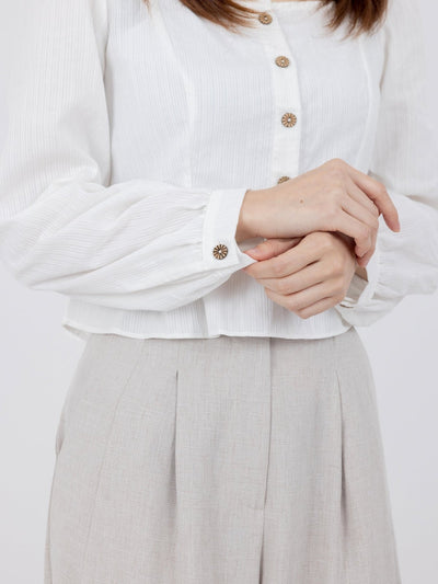 Venice Square Neck Tie Back Crop Top - DAG-DD9834-22MochiIvoryF - Marshmallow White - F - D'ZAGE Designs