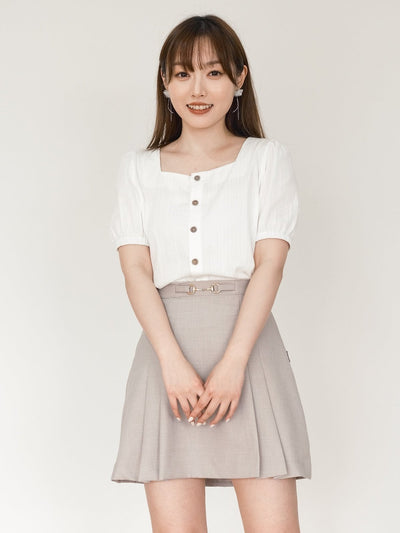 Harper Summer Buckle Pleated Skirt - DAG-DD0067-23LightBeigeS - Light Beige - S - D'ZAGE Designs