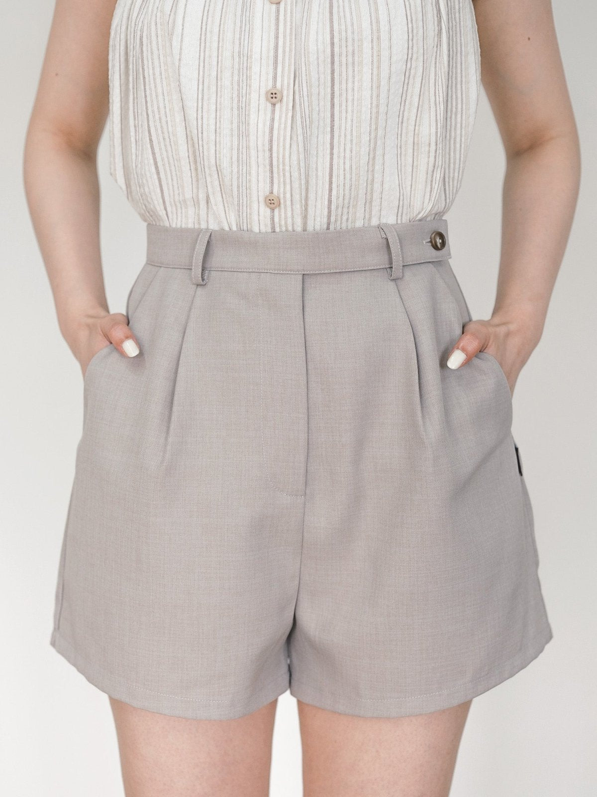 Pye Pleat Tailored Shorts - DAG-DD9470-23LightBeigeS - Beige - S - D'ZAGE Designs