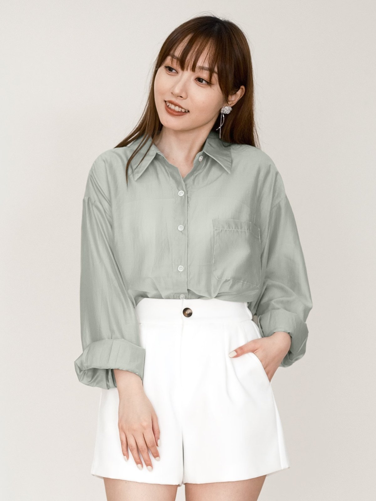 Sienna Semi-Transparent Oversized Shirt - DAG-G-220149MintF - Mint - F - D'ZAGE Designs