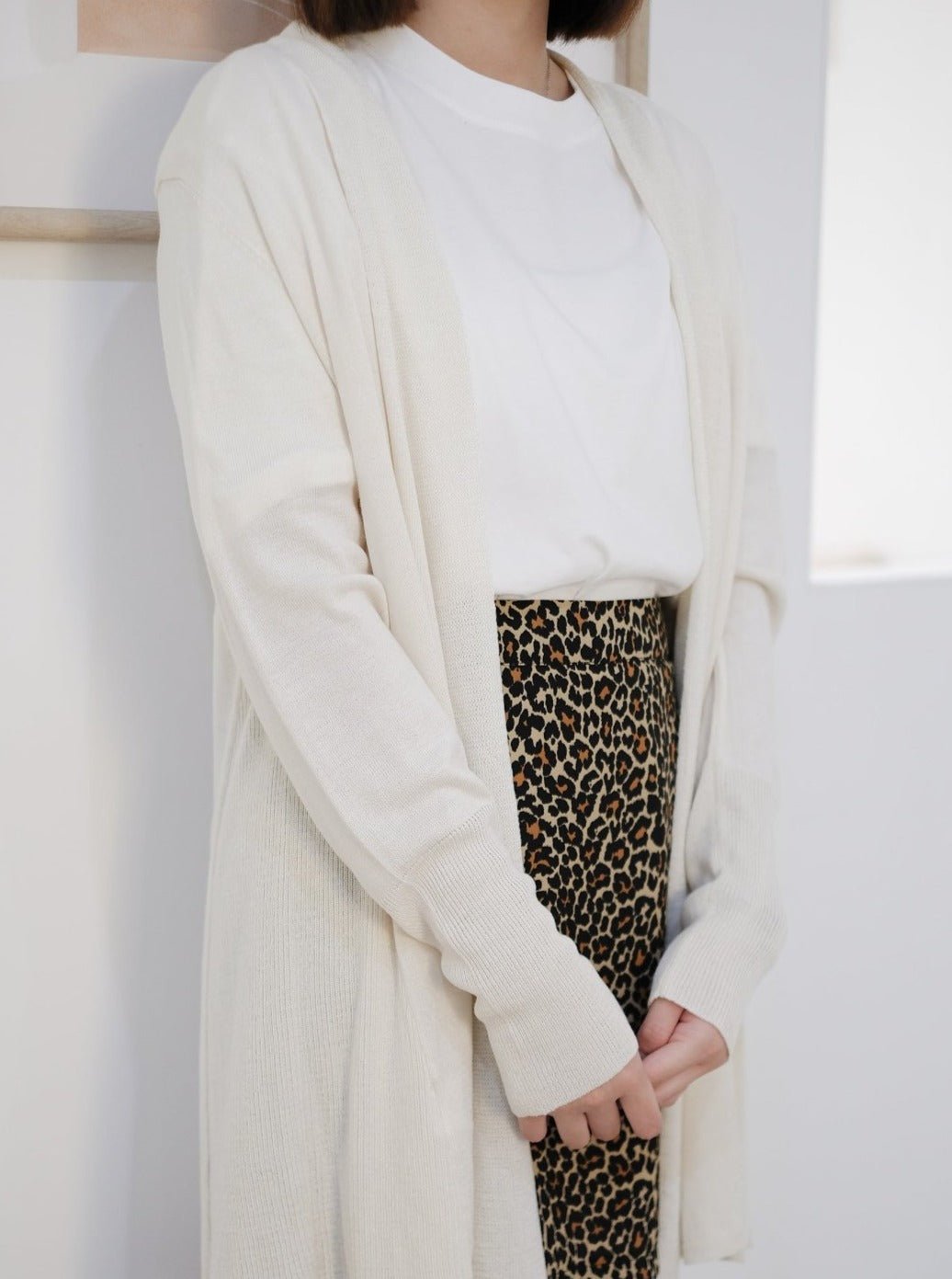 Knit Longline Cardigan IVORY - DKF2168-20WhiteM - Mochi Ivory - M - D'ZAGE Designs