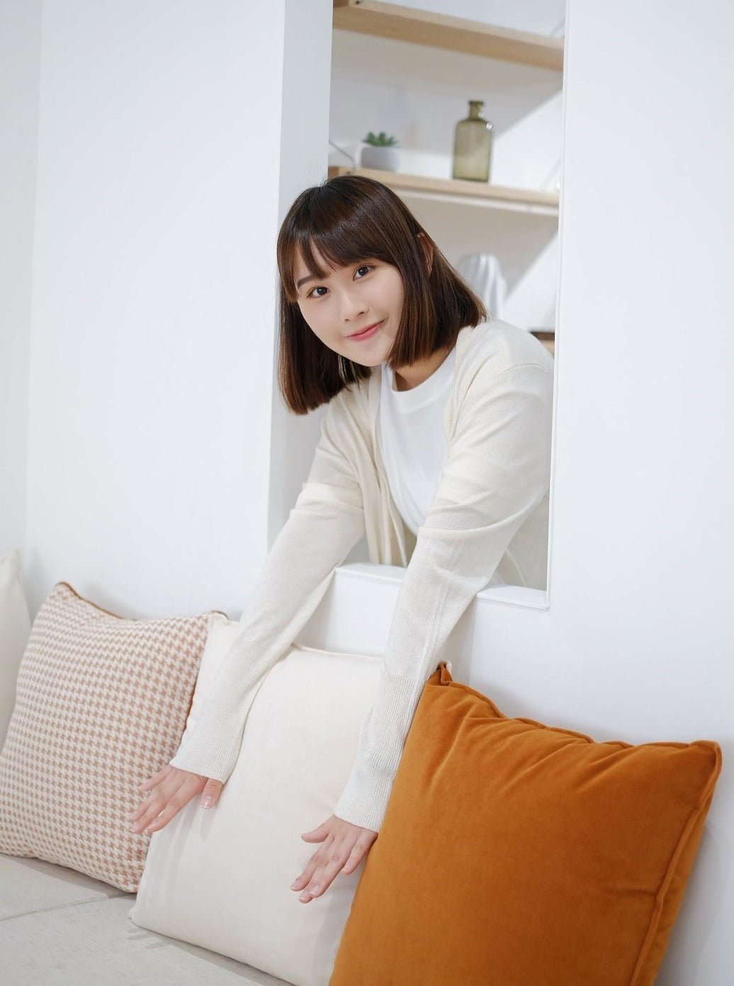 Knit Longline Cardigan IVORY - DKF2168-20WhiteM - Mochi Ivory - M - D'ZAGE Designs