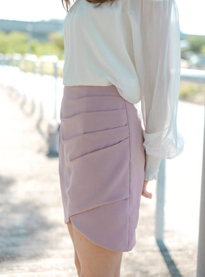 Ruched Side Mini Skirt DUSTY ROSE - DAG-DD8467-21DustyRoseS - Pink - S - D'ZAGE Designs