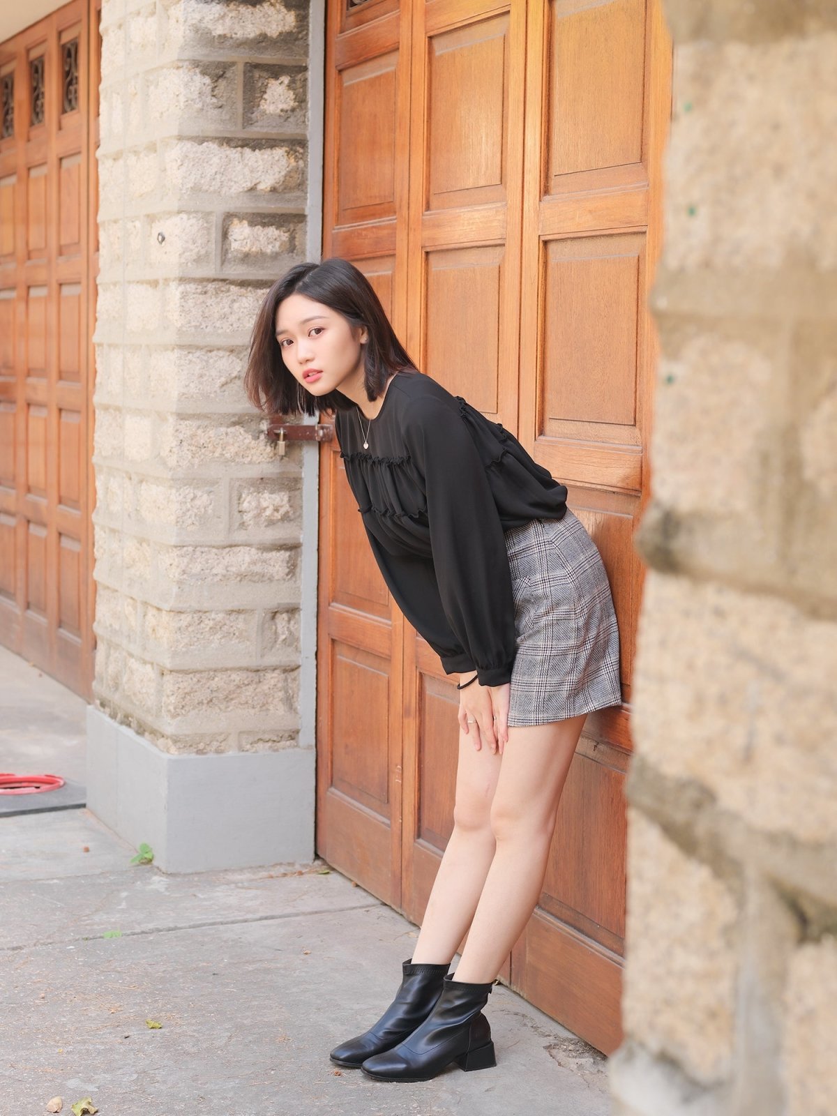 Ruffled Hem Blouse BLACK (DD) 黑色雪紡荷葉邊傘襬上衣 - DZAGE