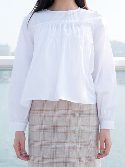 Ruffled Hem Blouse WHITE - DAG-DD8808-21WhiteF - Mochi Ivory - F - D'ZAGE Designs