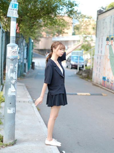 Ruffled mini skirt (Underskirt Inside) - DAG-DD7851-21BlackS - Black - S - D'ZAGE Designs