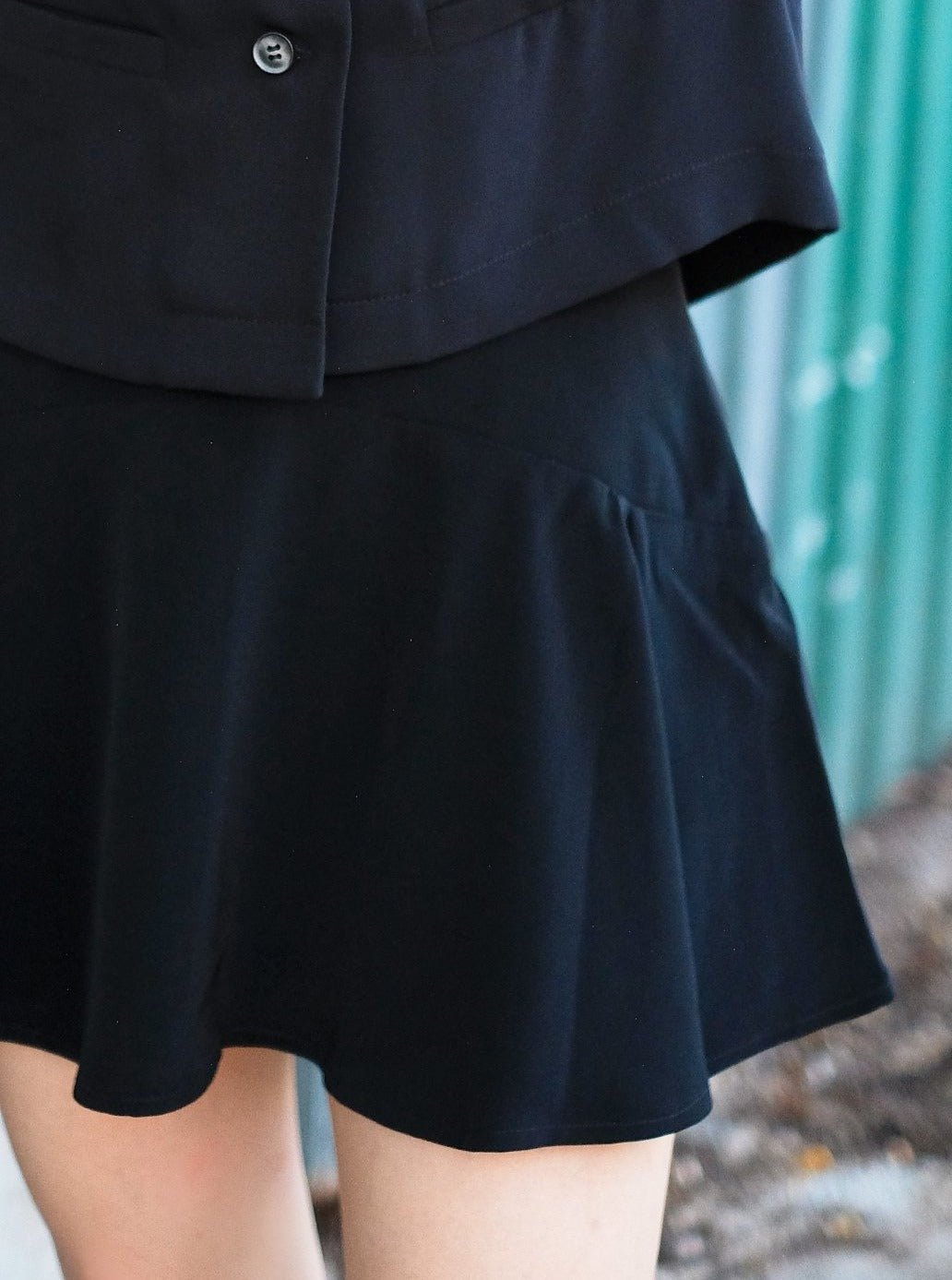 Ruffled mini skirt (Underskirt Inside) - DAG-DD7851-21BlackS - Black - S - D'ZAGE Designs