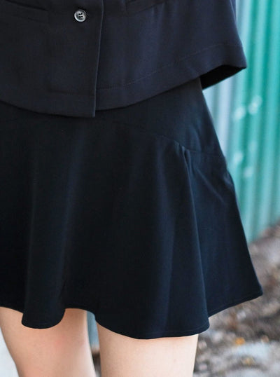 Ruffled mini skirt (Underskirt Inside) - DAG-DD7851-21BlackS - Black - S - D'ZAGE Designs