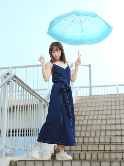 Self Tie Maxi Dress NAVY - DAG-DD8518-21NavyF - Navy Blue - F - D'ZAGE Designs